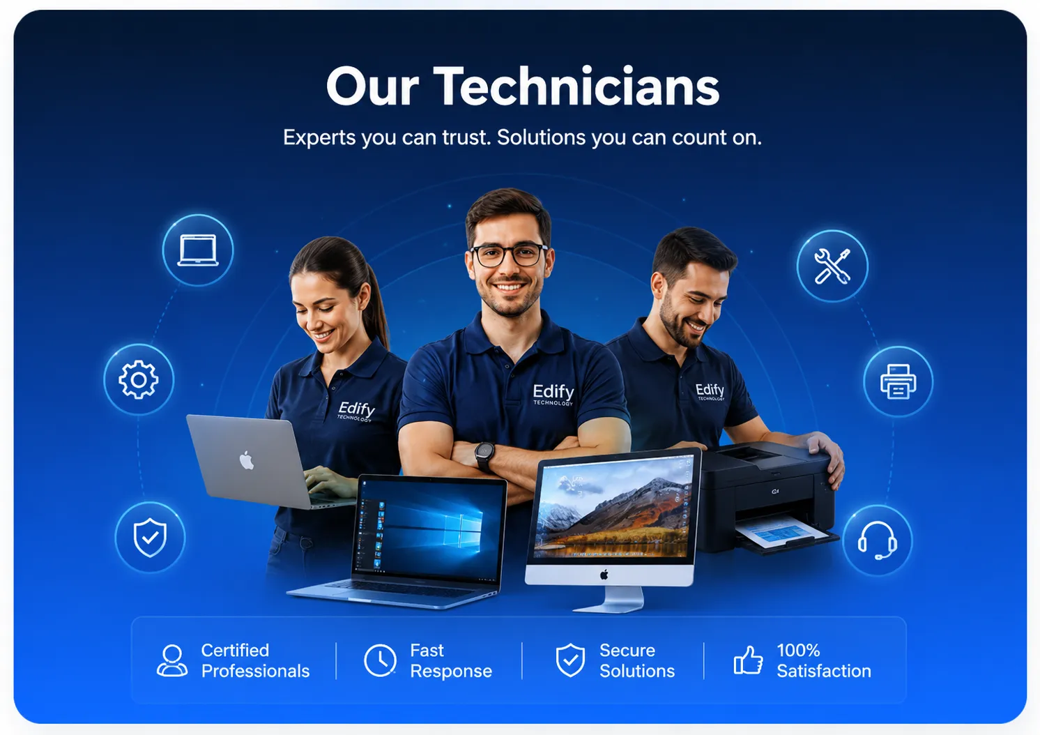 Experienced Edify Consulting Services support technicians at work